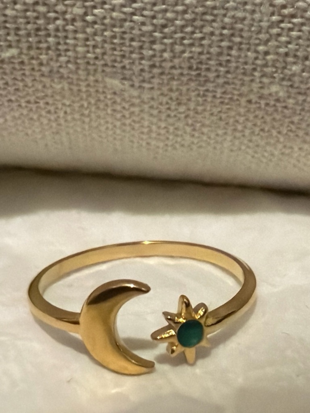 Gold Moon and Turquoise Star Ring - Women Jewelry